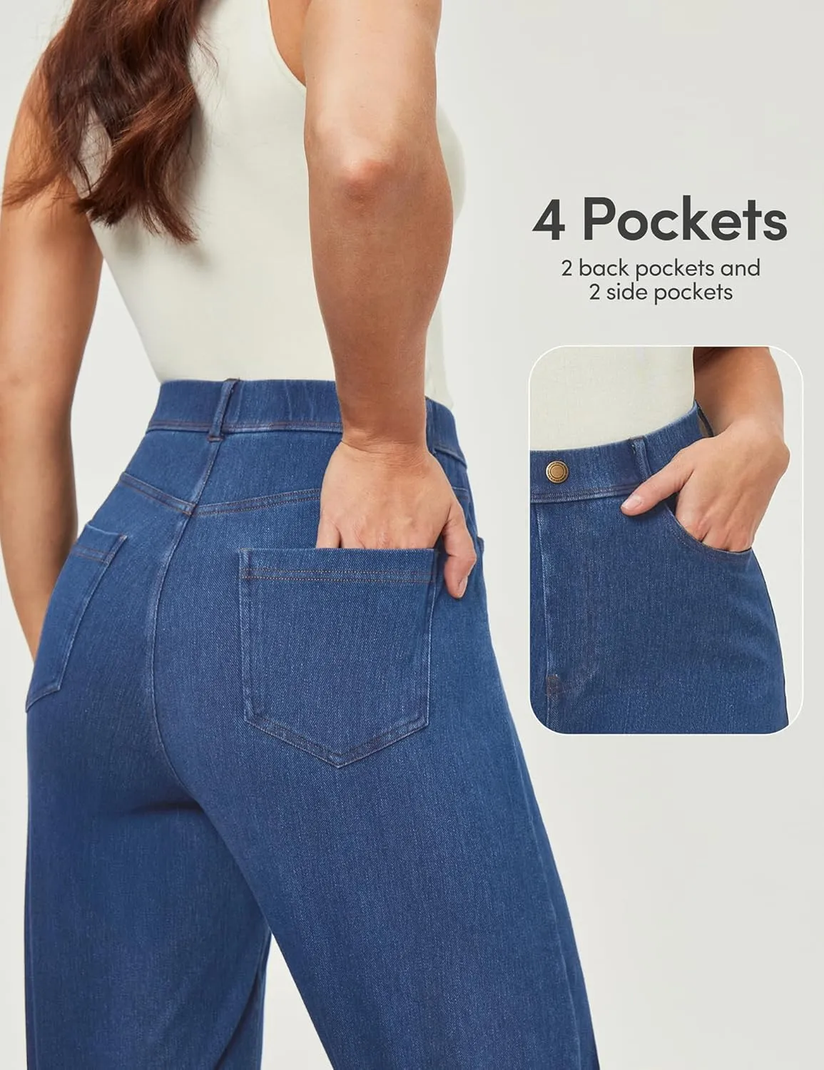 IUGA Wide Leg Jeans Woman Stretchy Pull On Baggy Jeans High Waisted Trendy Womens Jeans Straight Casual Denim Pants