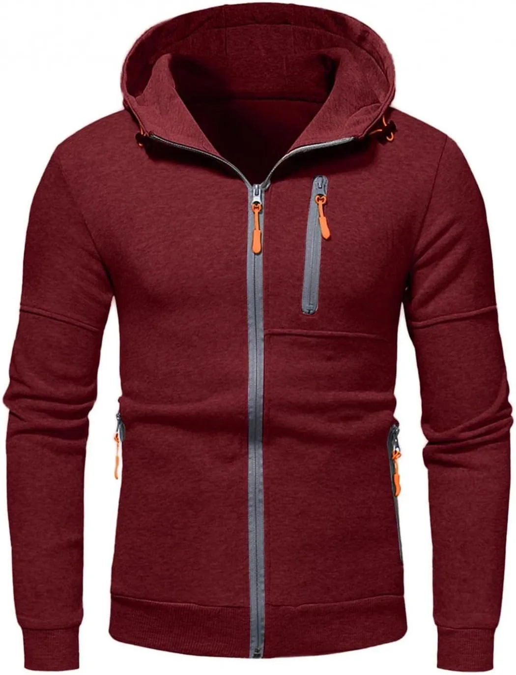 Jackets for Men,Pullover Hoodies for Men Solid Zipper Long Sleeve Hooded Sweatshirts Casual Workout Sport Sweaters Tops