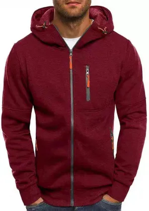 Jackets for Men,Pullover Hoodies for Men Solid Zipper Long Sleeve Hooded Sweatshirts Casual Workout Sport Sweaters Tops