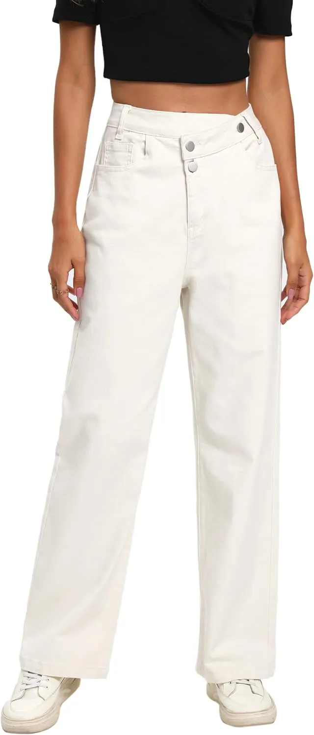 Jeans Women High Waist Wide Leg Baggy Jeans Boyfriends Stretch Denim Pants