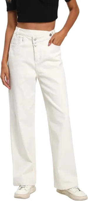 Jeans Women High Waist Wide Leg Baggy Jeans Boyfriends Stretch Denim Pants