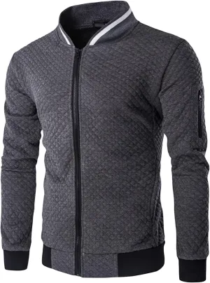 JEShifangjiusu Men'S Cotton Long Sleeve Sweatshirt Full Zip Stand Collar Winter Jacket Coat Diamond Style Shirt Top Outwear