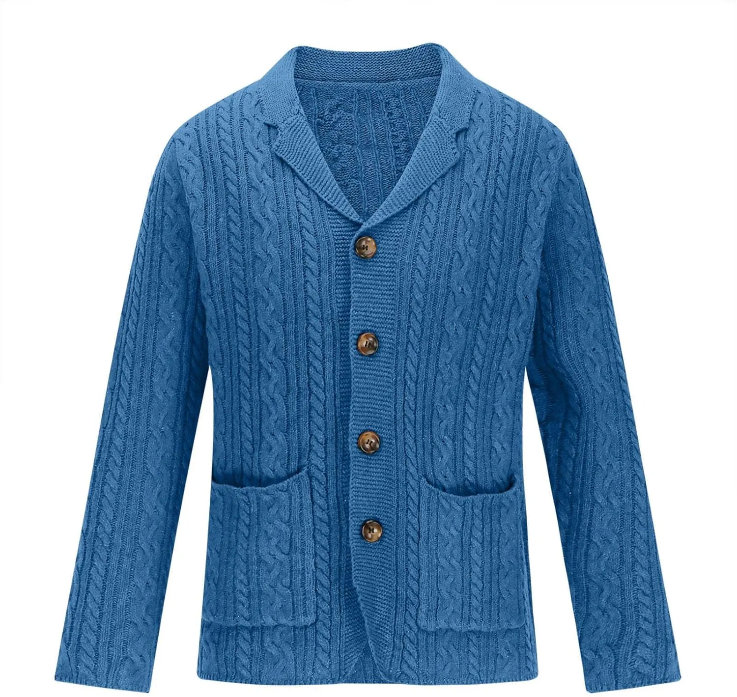 Knit Cardigan Men Shawl Collar Cardigan Sweater Casual Button Down Sweaters Winter Knit Sweater with Pockets