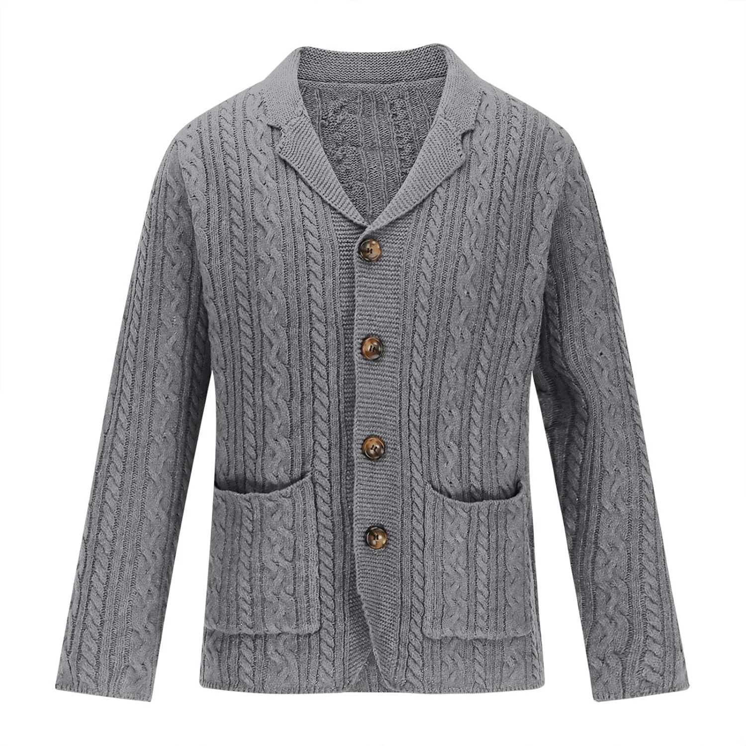 Knit Cardigan Men Shawl Collar Cardigan Sweater Casual Button Down Sweaters Winter Knit Sweater with Pockets