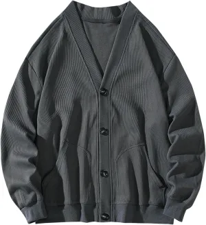 Knit Cardigan Sweaters for Men V Neck Sweater Button Down Cardigans Open Front Cardigan Casual Fall Sweaters