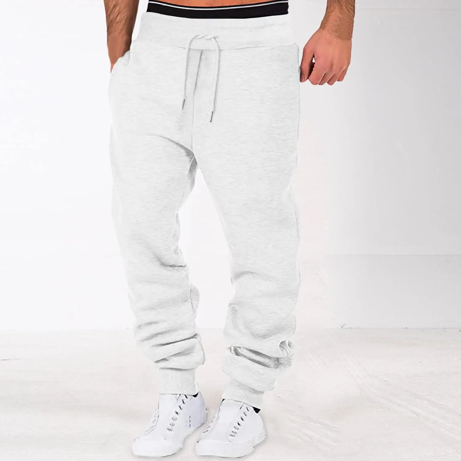 LCMTWX Mens Hiking Pants Elastic Casual Sport Joggings Solid Sweatpants Pockets Men's Casual Pants Men Joggers Mens Joggers