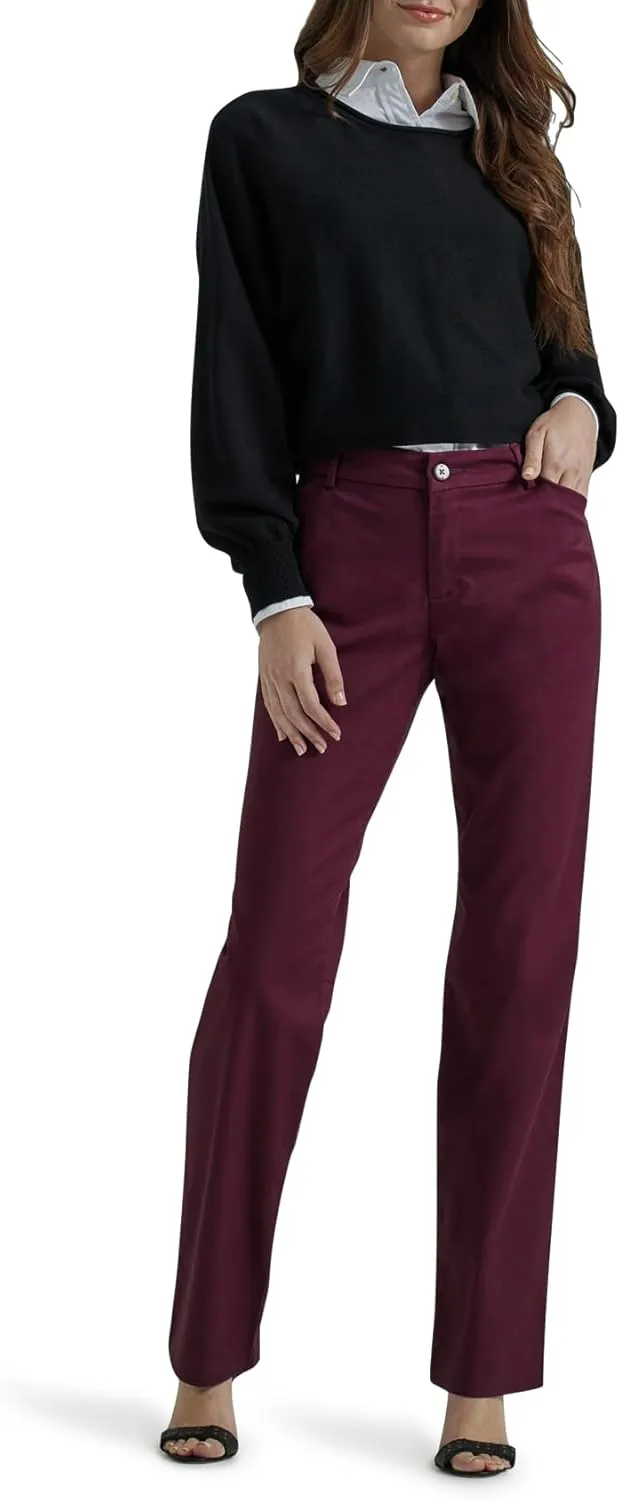 Lee Women's Petite Wrinkle Free Relaxed Fit Straight Leg Pant