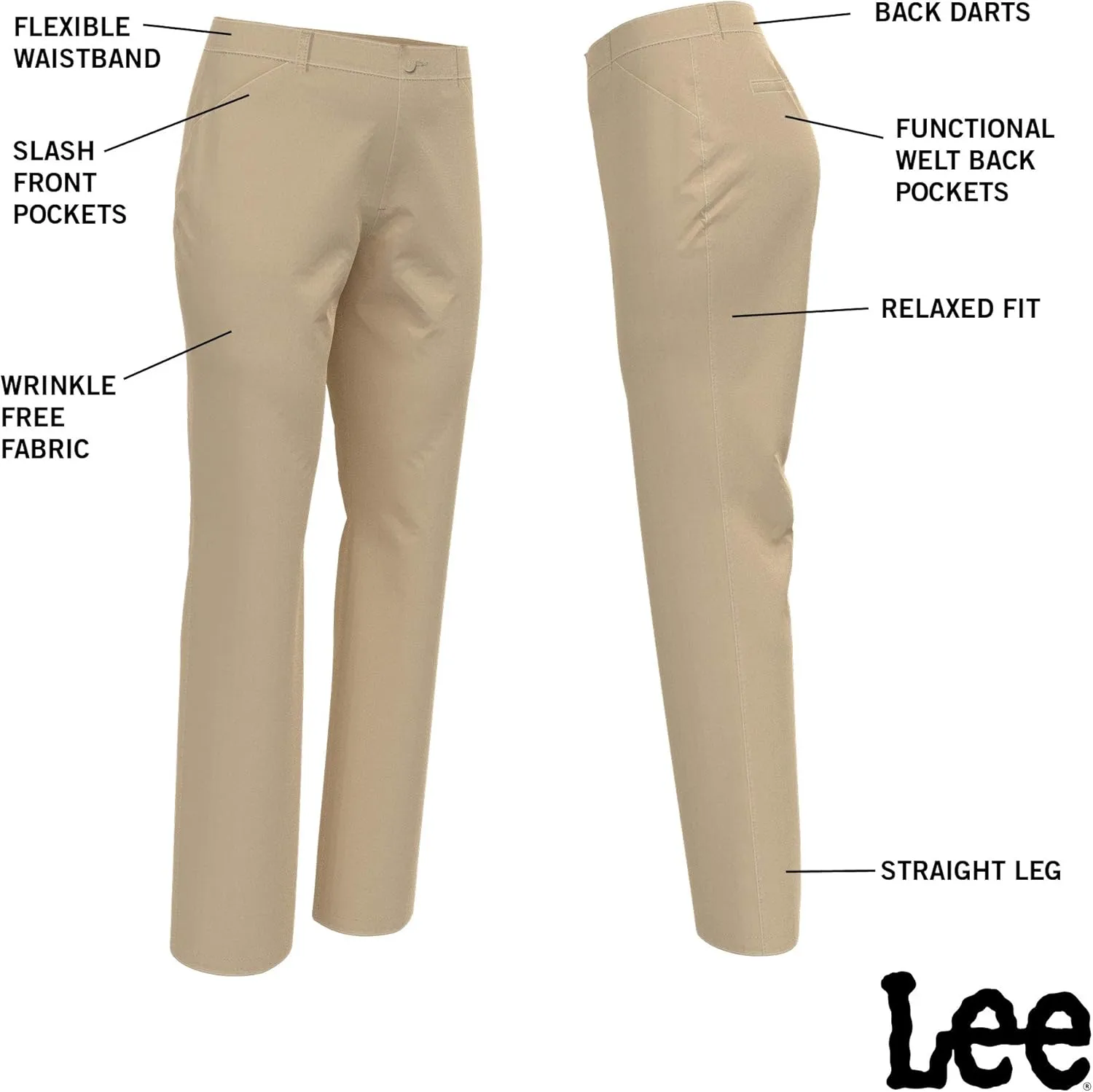 Lee Women's Petite Wrinkle Free Relaxed Fit Straight Leg Pant