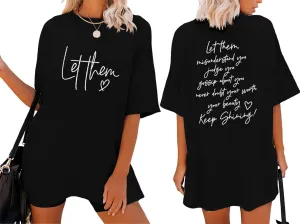 Let Them Shirt for Women Oversized Tshirts Mental Health Awareness Graphic Tees Christian Faith Inspirational Shirts