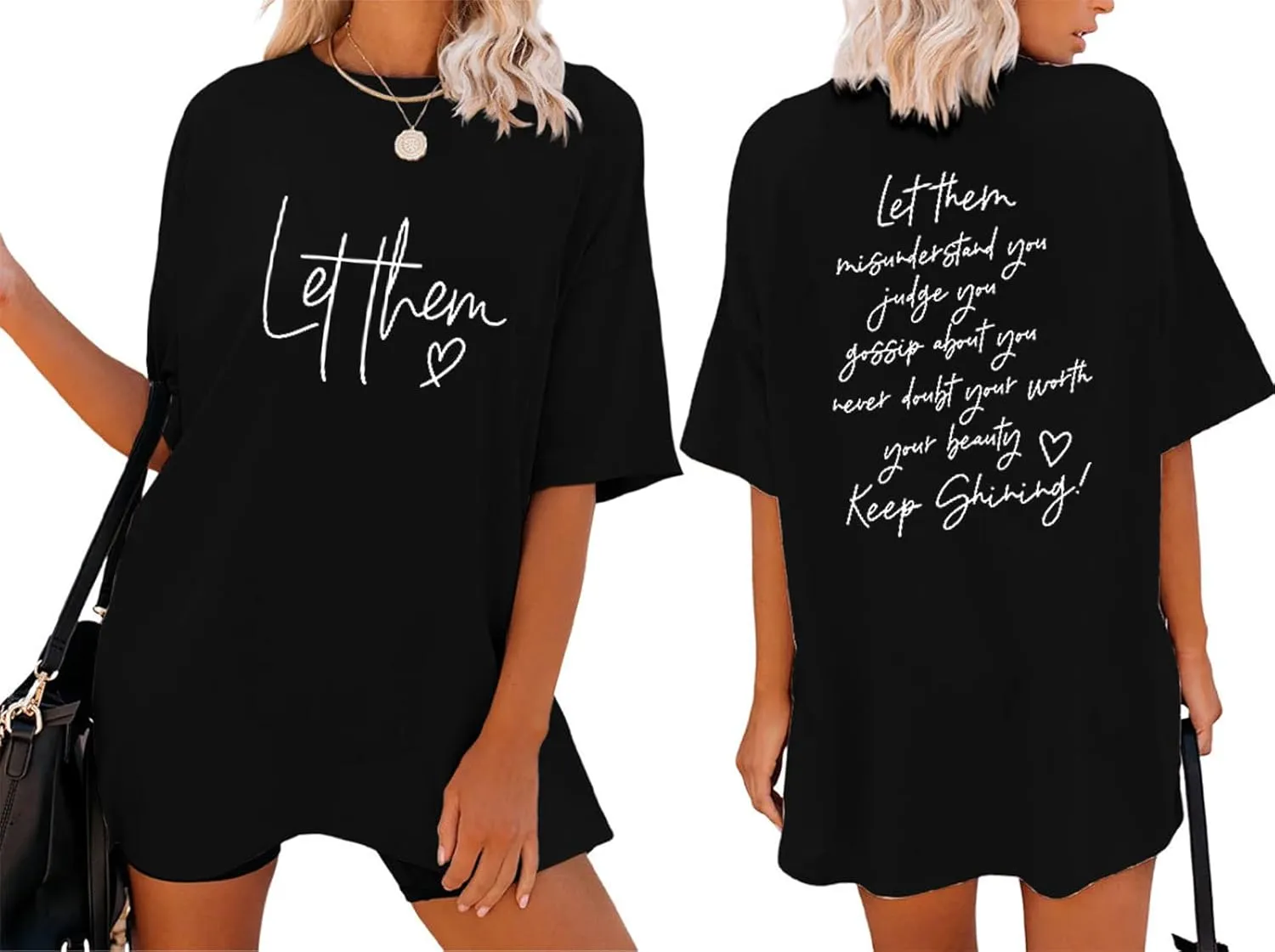 Let Them Shirt for Women Oversized Tshirts Mental Health Awareness Graphic Tees Christian Faith Inspirational Shirts