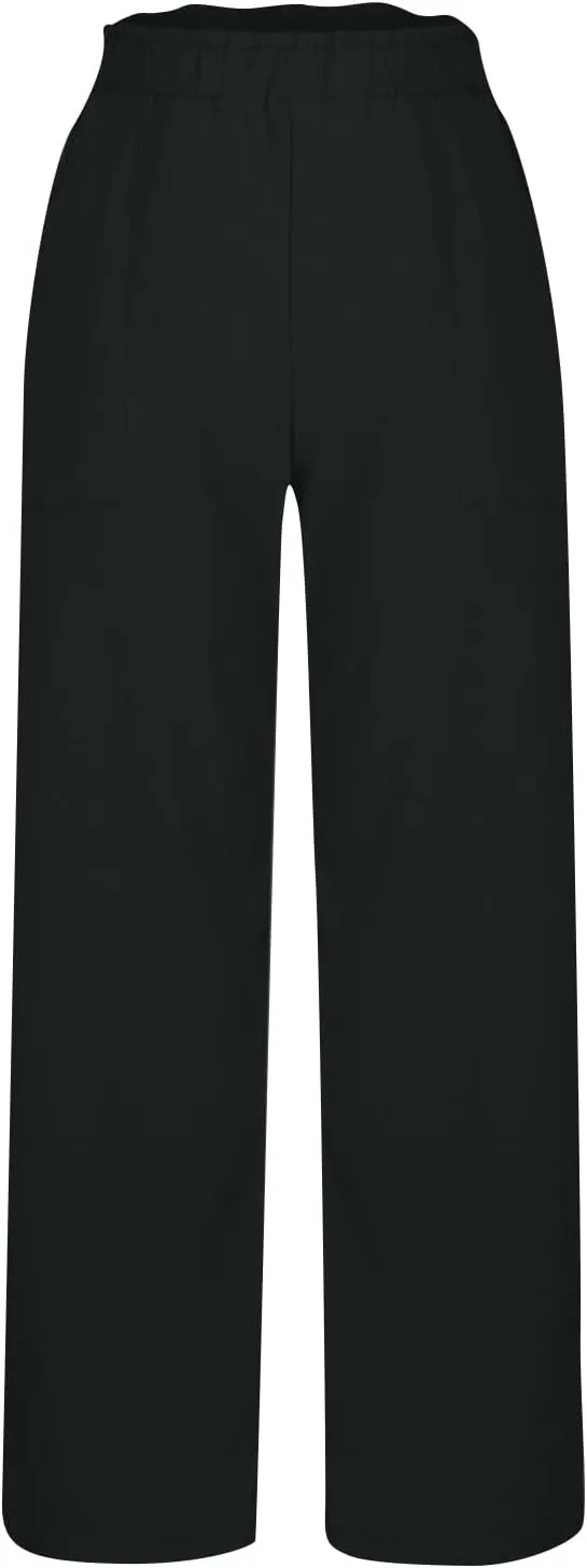 Long Yoga Pants for Women Casual Wide Leg Palazzo Cotton Linen High Waisted Long Pants Smocked Lounge Trousers
