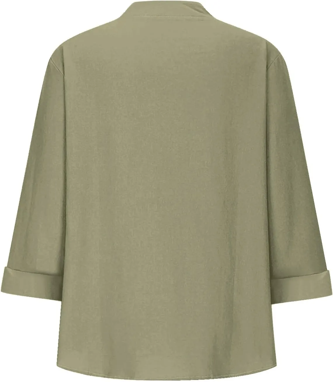 Loose Button Shirt V Neck for Woman Cotton Linen Soft Comfortable Top Solid Color Sleeve Collar Casual Shirt