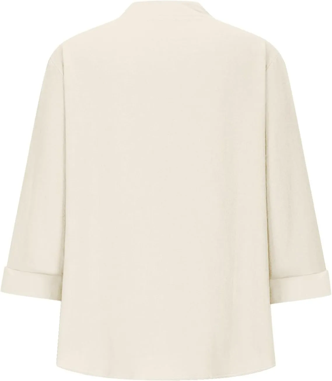 Loose Button Shirt V Neck for Woman Cotton Linen Soft Comfortable Top Solid Color Sleeve Collar Casual Shirt