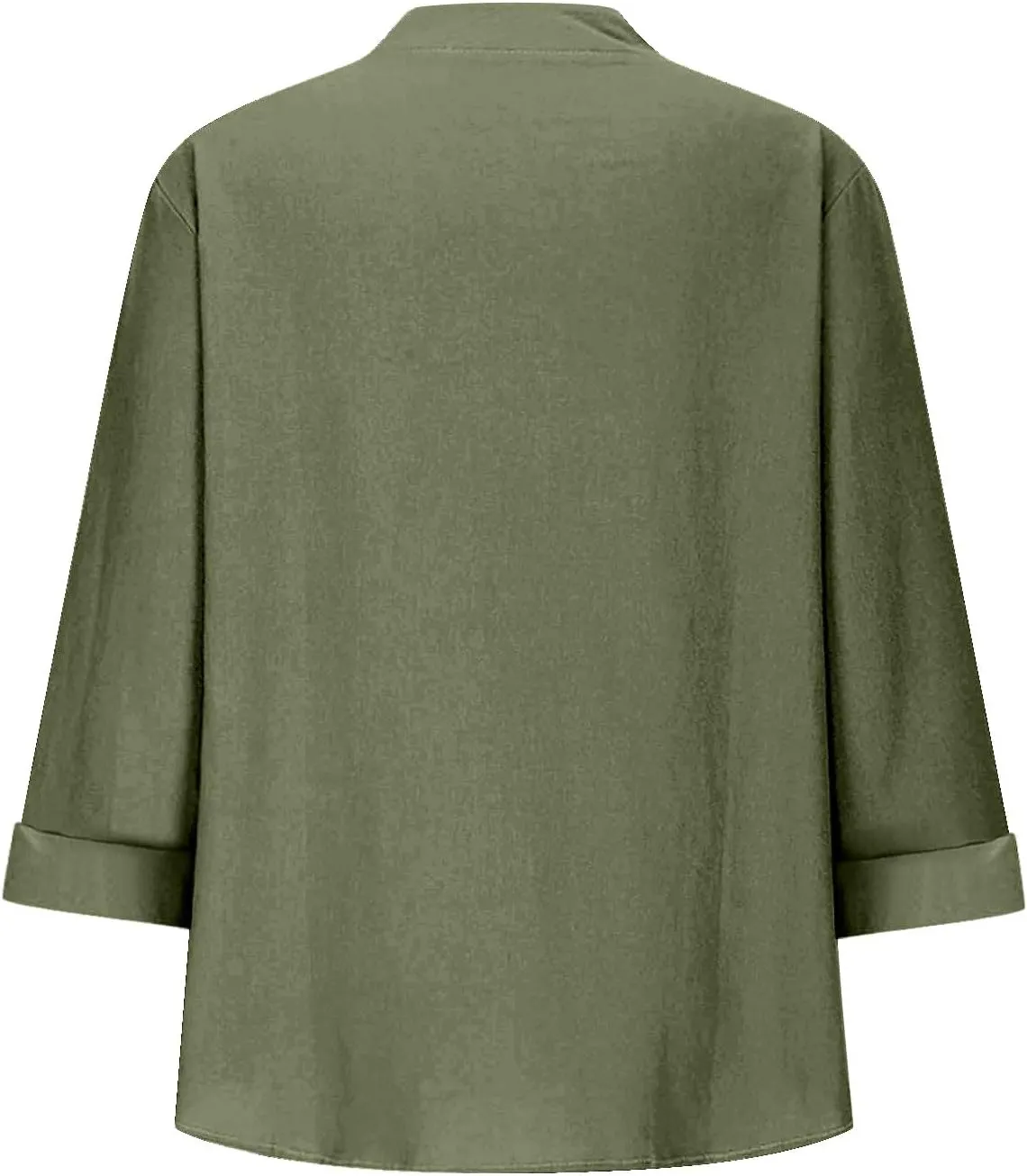 Loose Button Shirt V Neck for Woman Cotton Linen Soft Comfortable Top Solid Color Sleeve Collar Casual Shirt