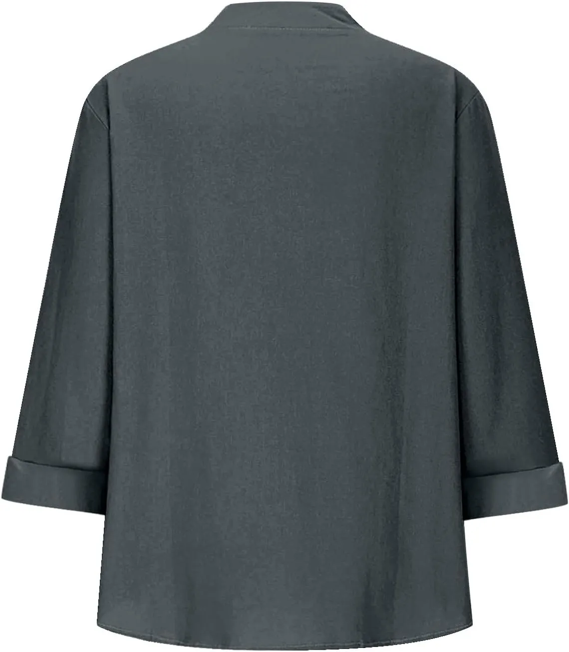 Loose Button Shirt V Neck for Woman Cotton Linen Soft Comfortable Top Solid Color Sleeve Collar Casual Shirt
