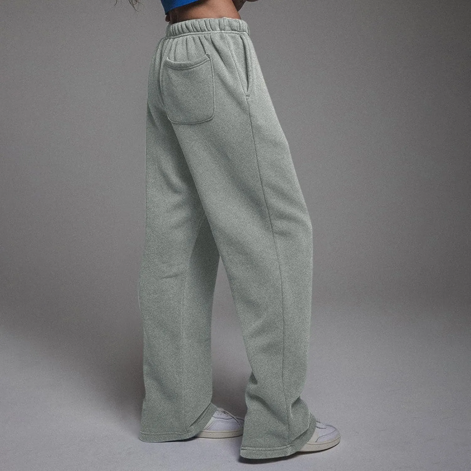 Low Rise Sweatpants for Women Baggy Drawstring Straight Leg Track Pants Fleece Lined Workout Pants with Pockets