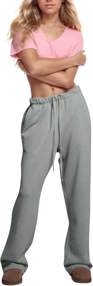 Low Rise Sweatpants for Women Baggy Drawstring Straight Leg Track Pants Fleece Lined Workout Pants with Pockets