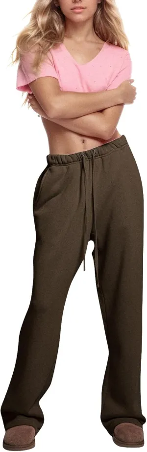 Low Rise Sweatpants for Women Baggy Drawstring Straight Leg Track Pants Fleece Lined Workout Pants with Pockets