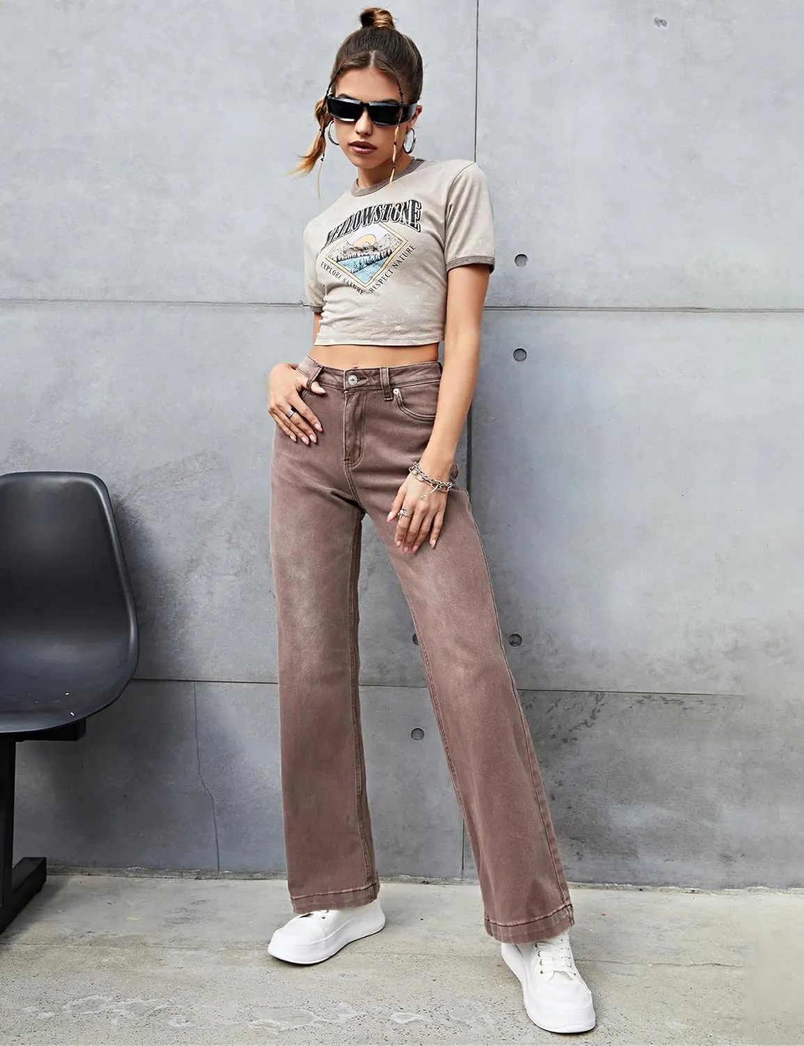 luvamia Wide Leg Jeans for Women High Waist Stretchy Classic Baggy Flare Jeans Denim Pants for Women