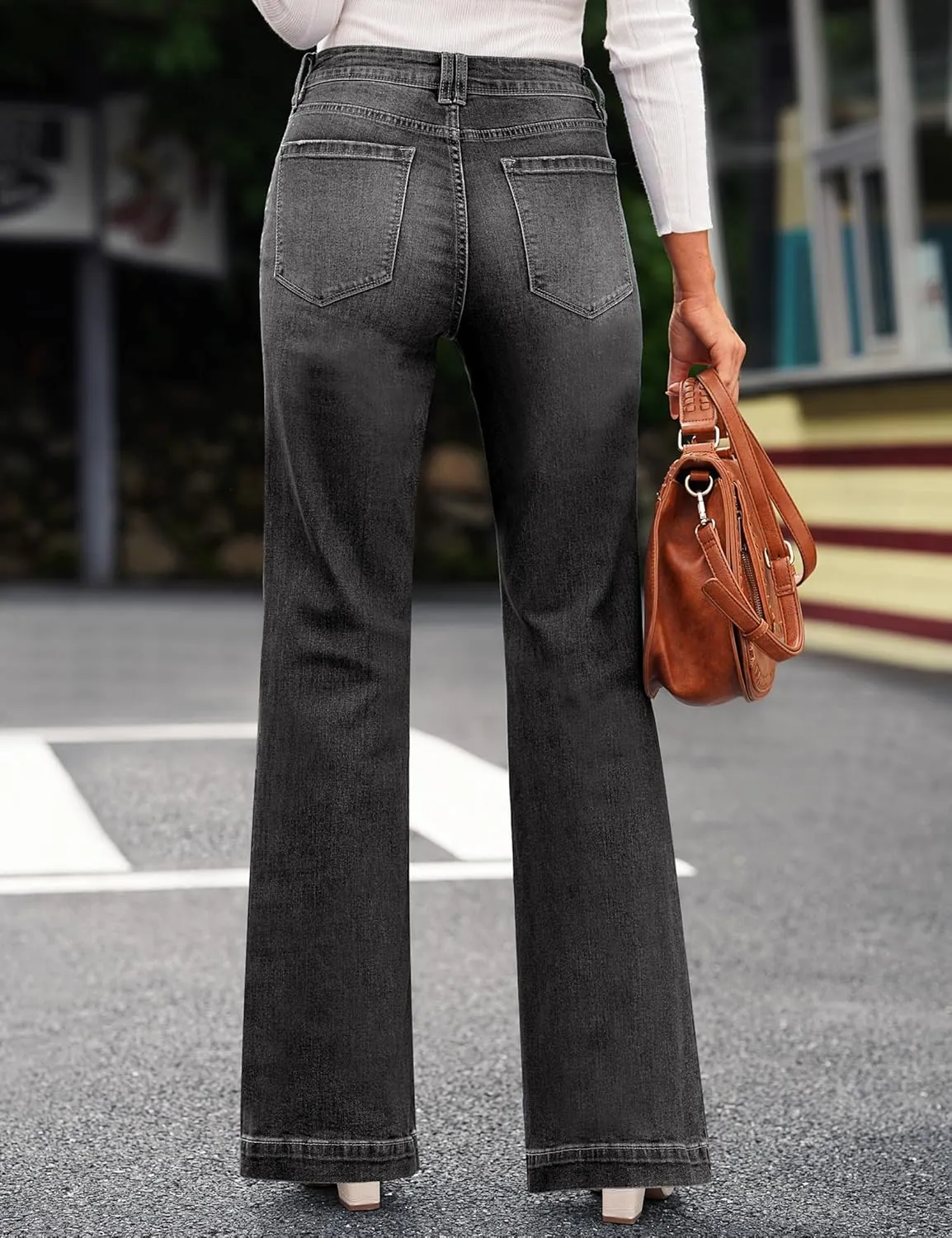 luvamia Wide Leg Jeans for Women High Waist Stretchy Classic Baggy Flare Jeans Denim Pants for Women