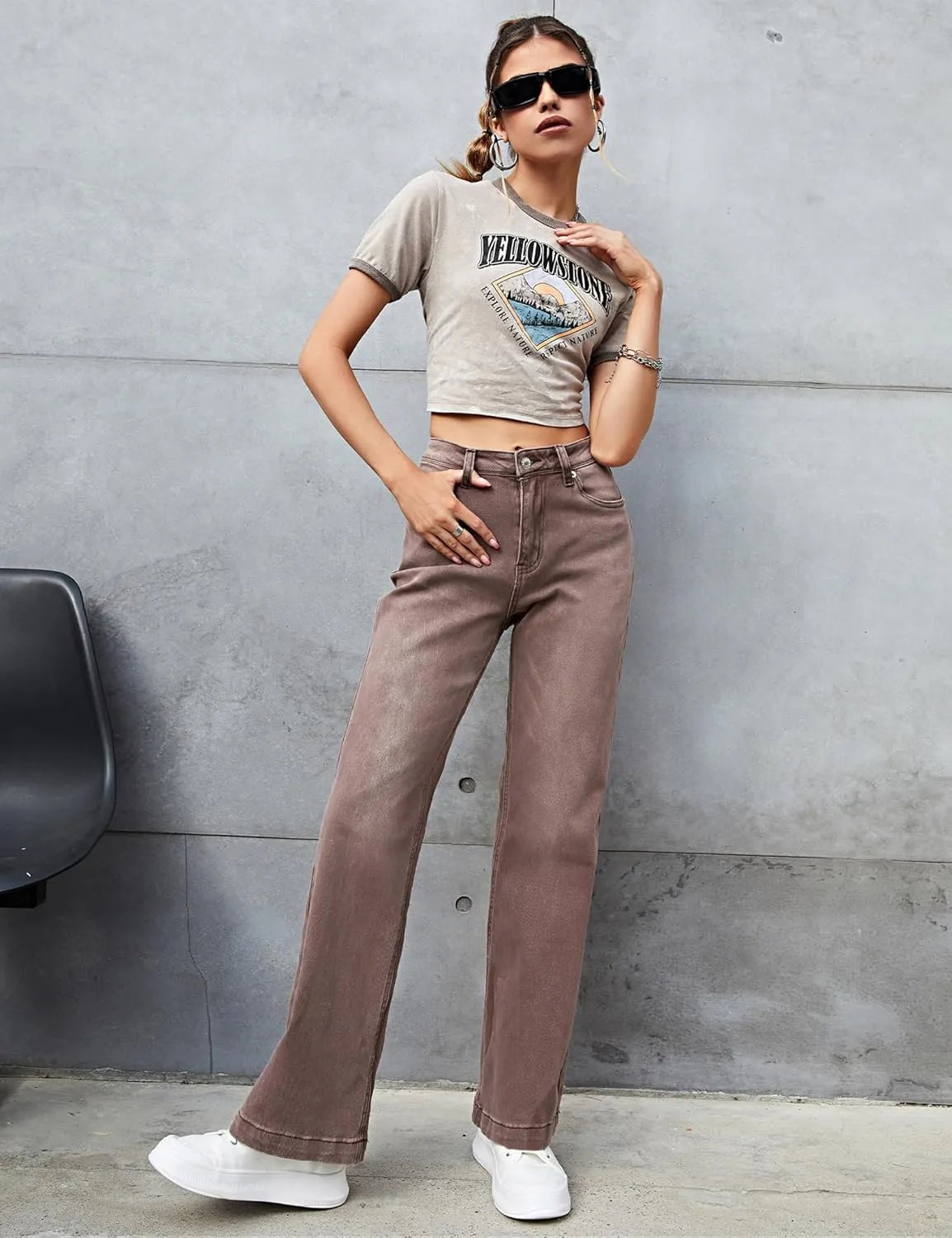 luvamia Wide Leg Jeans for Women High Waist Stretchy Classic Baggy Flare Jeans Denim Pants for Women