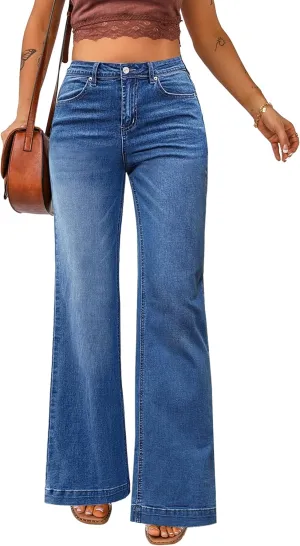 luvamia Wide Leg Jeans for Women High Waist Stretchy Classic Baggy Flare Jeans Denim Pants for Women