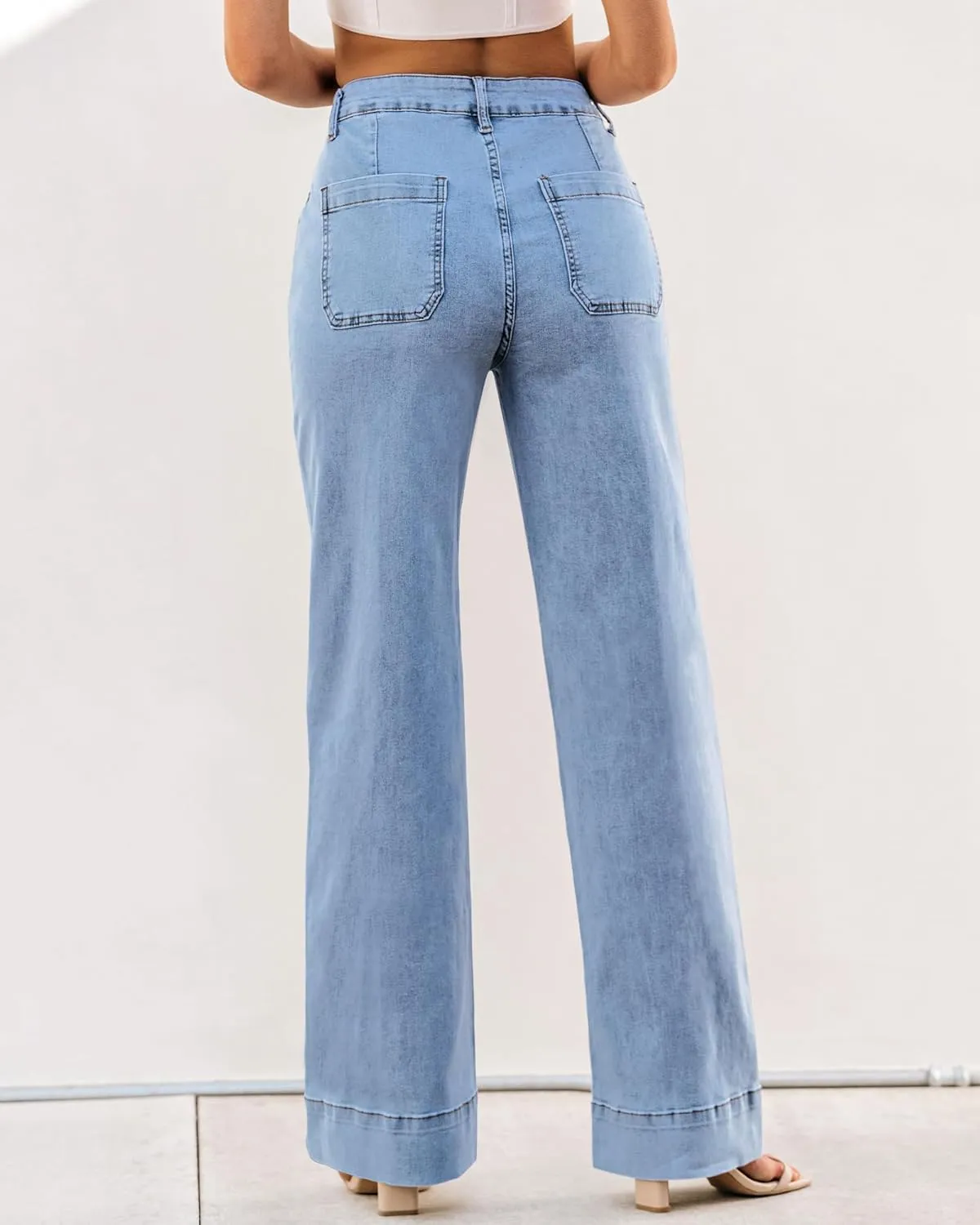 luvamia Wide Leg Jeans for Women Trendy High Waist Straight Leg Baggy Jeans Stretchy Denim Pants Trouser Jeans