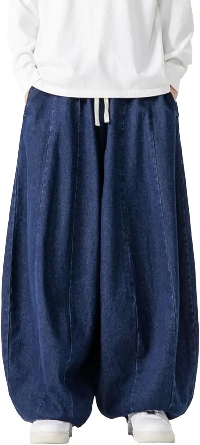 Maiyifu-GJ Men's Wide Leg Big Tall Jeans Straight Leg Fashion Denim Pants Relaxed Fit Hip Hop Casual Jean Trousers