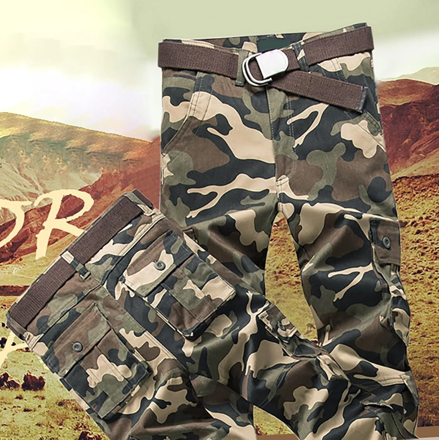 Men Cargo Pants Baggy Outdoor Waterproof Hiking Work Pants Stretch Multi Pockets Lightweight Classic Tactical Pants