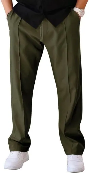 Men Cargo Pants Baggy Stretch Drawstring Elastic Waist Workout Heavyweight Fleece Jogger Sweatpant Sport Trousers