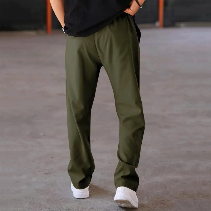 Men Cargo Pants Baggy Stretch Drawstring Elastic Waist Workout Heavyweight Fleece Jogger Sweatpant Sport Trousers