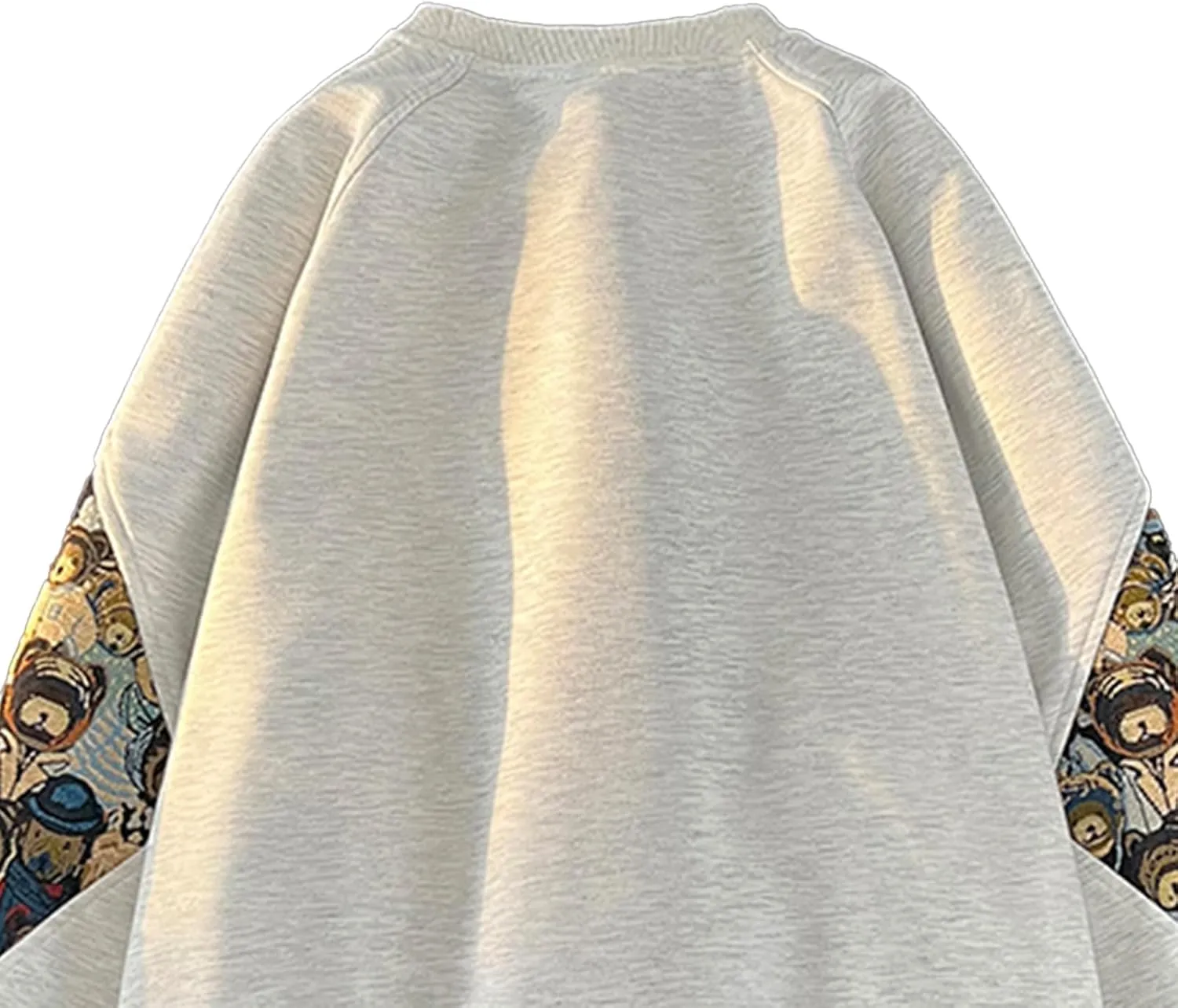 Men Crewneck Embroidered Sweatshirt Patchwork Workout Sweatshirts Vintage Loose Pullover Shirt Tops