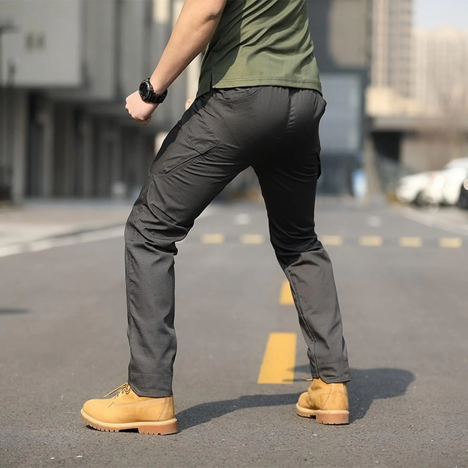 Men Outdoor Cargo Pant Lightweight Hiking Cargo Work Pants Water Resistant Travel Climbing Outdoor Stretch Pants