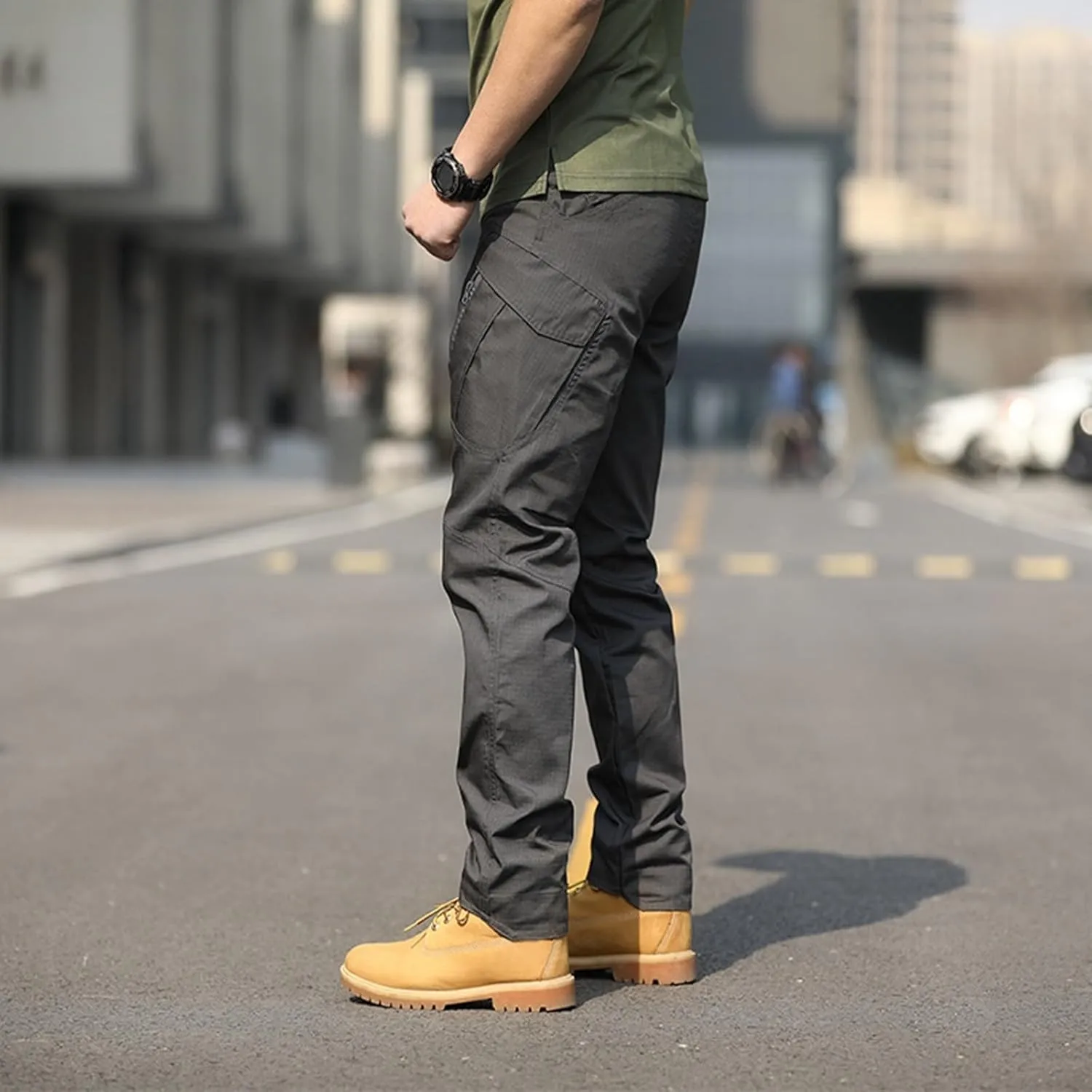 Men Outdoor Cargo Pant Lightweight Hiking Cargo Work Pants Water Resistant Travel Climbing Outdoor Stretch Pants