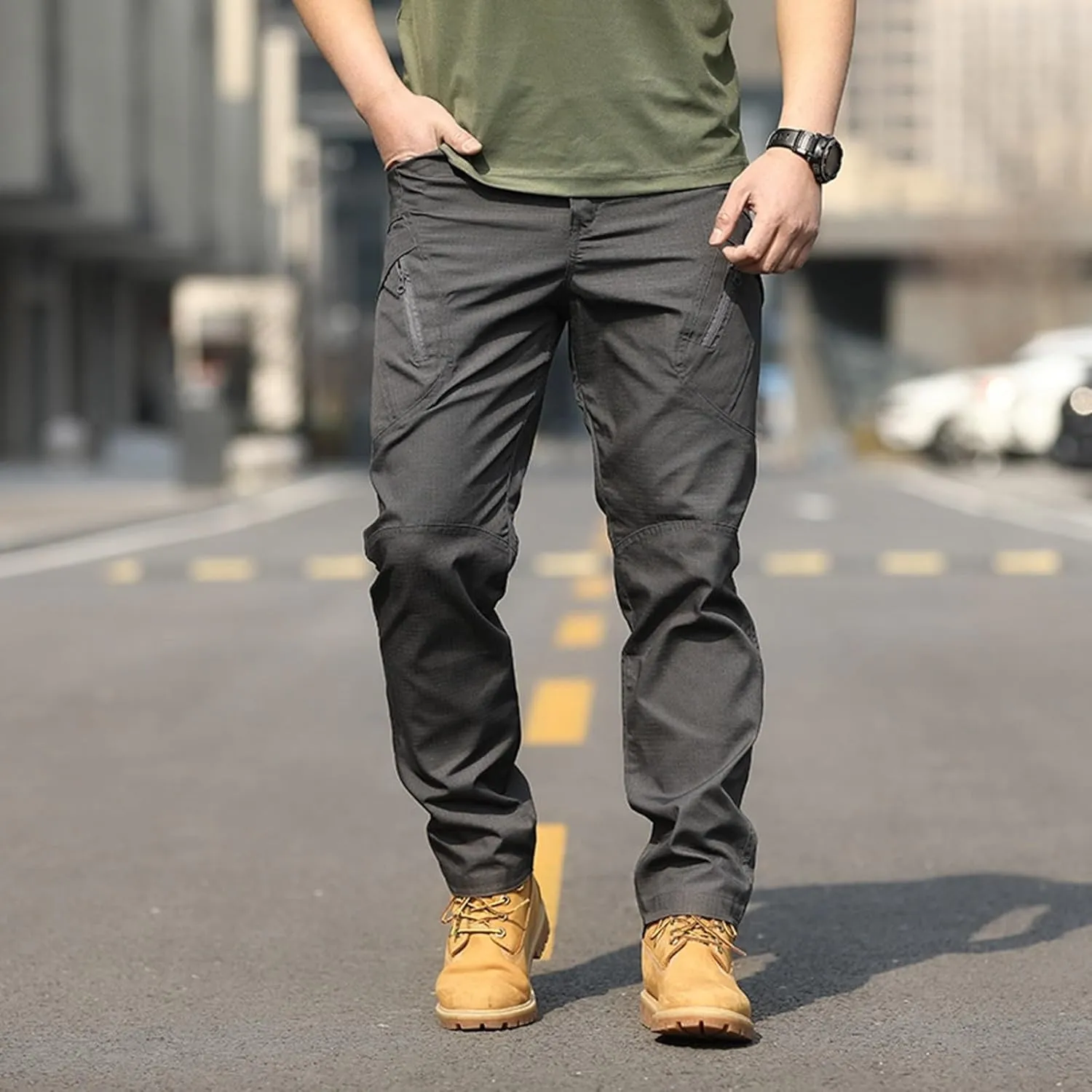 Men Outdoor Cargo Pant Lightweight Hiking Cargo Work Pants Water Resistant Travel Climbing Outdoor Stretch Pants