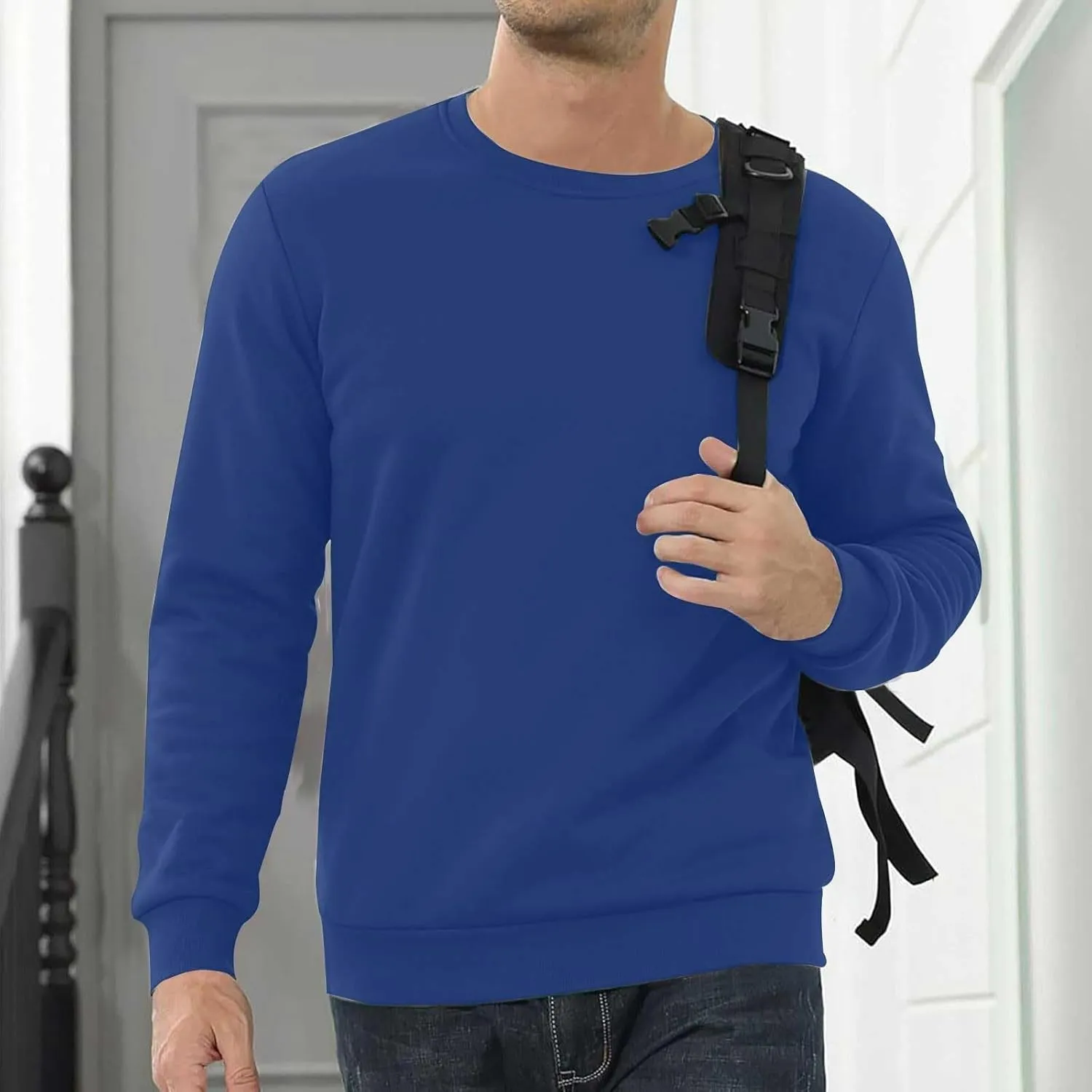 Men's 2 Piece Sweatsuits Sherpa Fleece Lined Pullover and Joggers Sweatpants Sets Casual Crewneck Undershirts Outfits