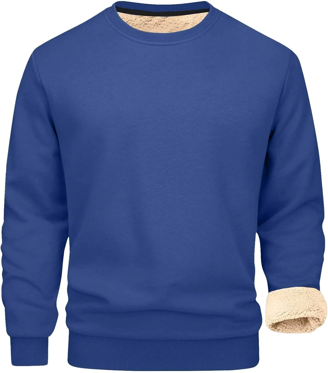 Men's 2 Piece Sweatsuits Sherpa Fleece Lined Pullover and Joggers Sweatpants Sets Casual Crewneck Undershirts Outfits