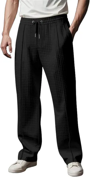 Mens Baggy Sweatpants Lounge Waffle Knitted Elastic Waist Joggers Pants Workout Gym Running Trousers with Pockets