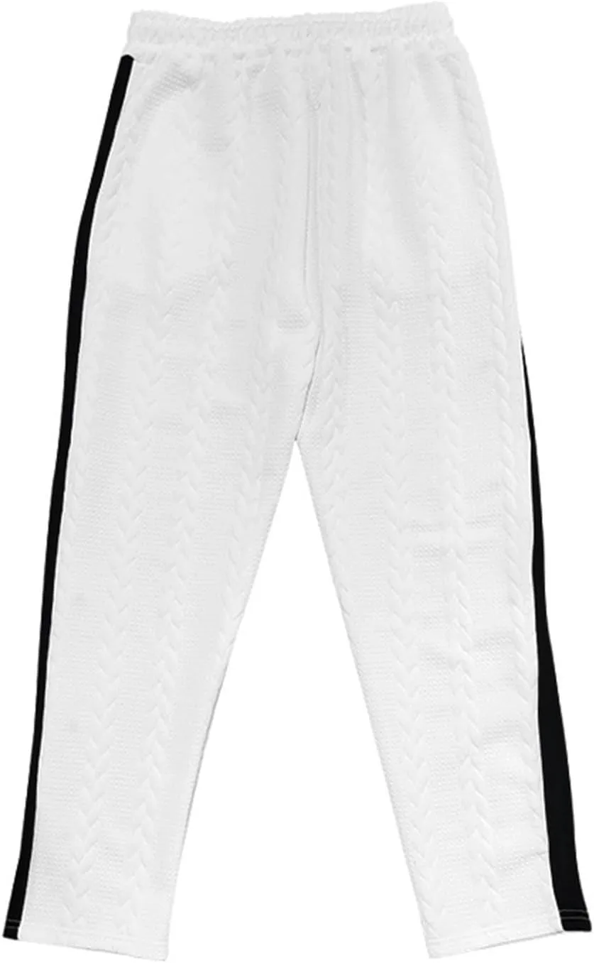 Mens Basketball Pants High Split Snap Button Post Surgery Sweatpants Open Bottom Breakaway Sweatpants with Pockets