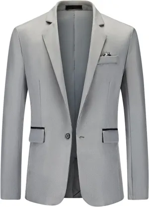 Men's Business Casual Blazer Jacket Slim Fit Lightweight One Button Suit Jackets for Dinner Prom Wedding Party