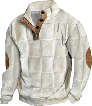 Mens Button Vintage Sweatshirt Size Sweater American Flag Button Pullover Mens Quilted Sweatshirt Men's Work Fleece