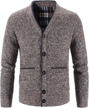 Men's Cardigan Sweaters Cable Knit Button Down Sweater Shawl Collar Loose Fit Casual Knitted Cardigan