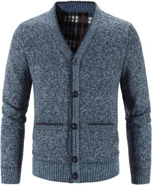 Men's Cardigan Sweaters Cable Knit Button Down Sweater Shawl Collar Loose Fit Casual Knitted Cardigan