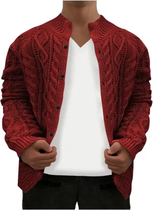 Men's Cardigan Sweaters Cable Knit Sweater Button Down Sweater Open Front Cardigan Plus Size Long Sleeve Sweaters