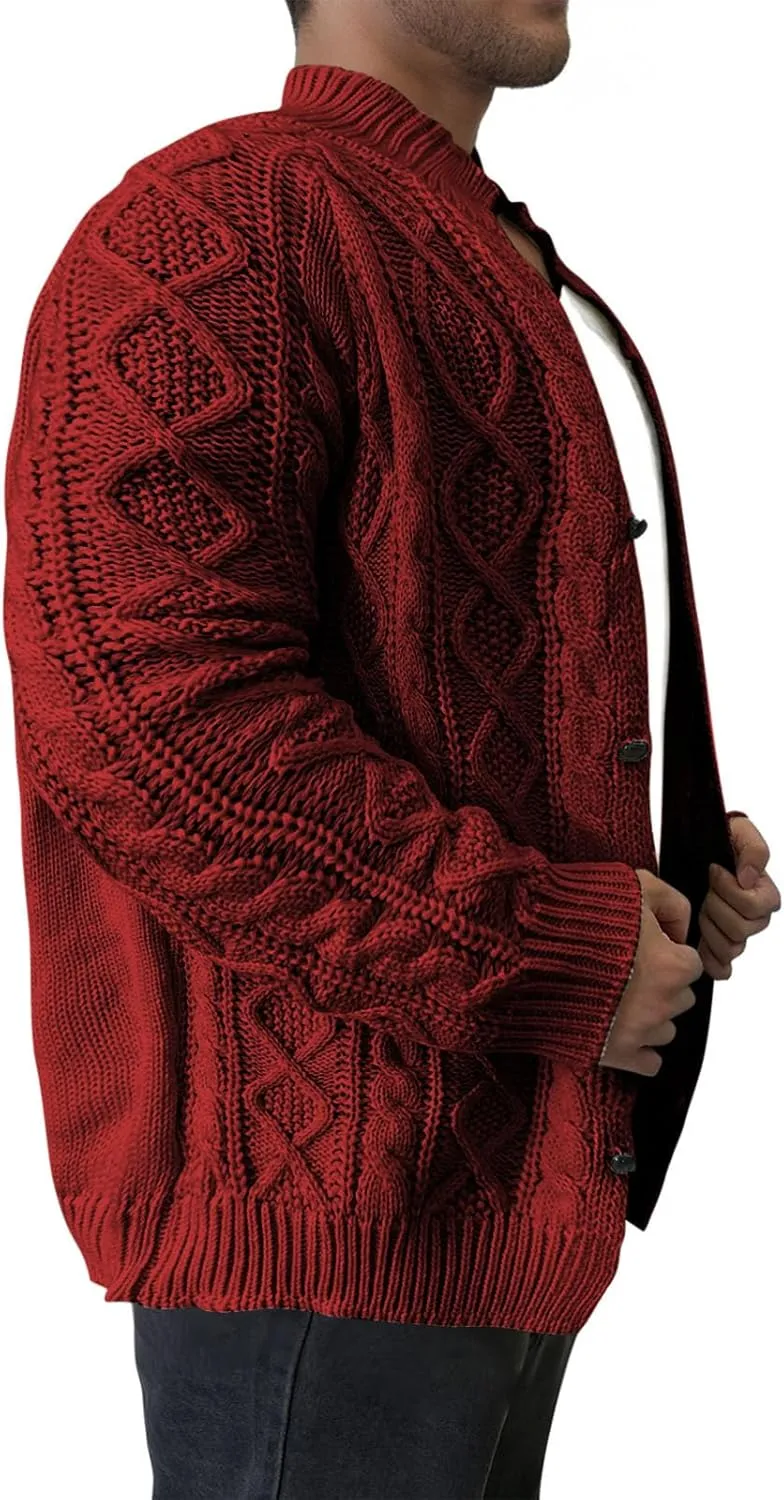 Men's Cardigan Sweaters Cable Knit Sweater Button Down Sweater Open Front Cardigan Plus Size Long Sleeve Sweaters