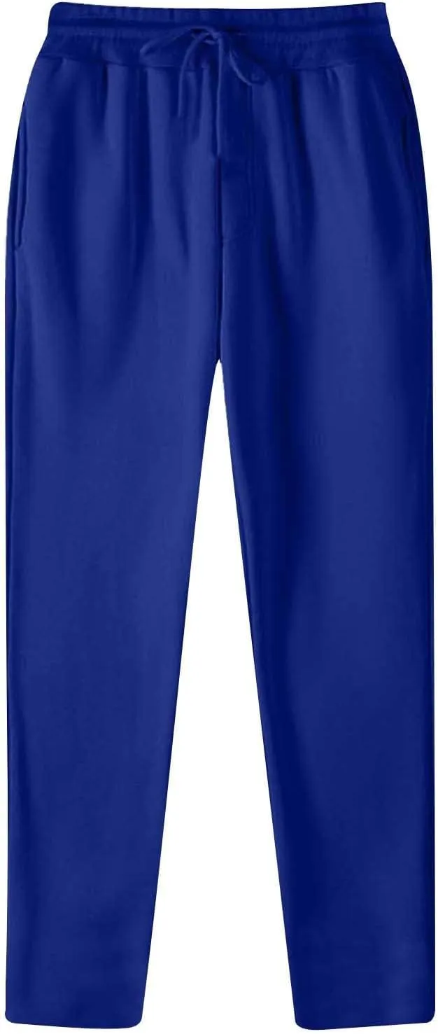 Mens Cargo Pants Loose Waist Relaxed Fit Outdoor Elastic Bottom Pants Athletic Drawstring Pockets Joggers Trousers