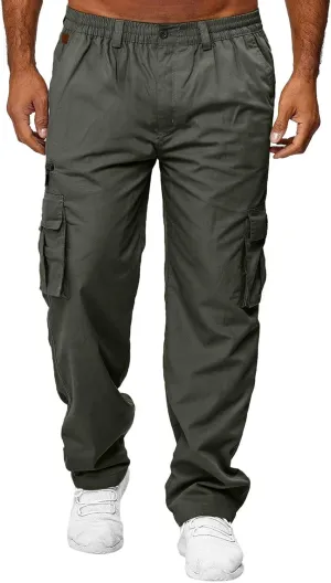 Men's Cargo Pants Multi Pockets Twill Chino Pants Joggers Straight-Leg Sports Overalls Athletic Work Sweatpants