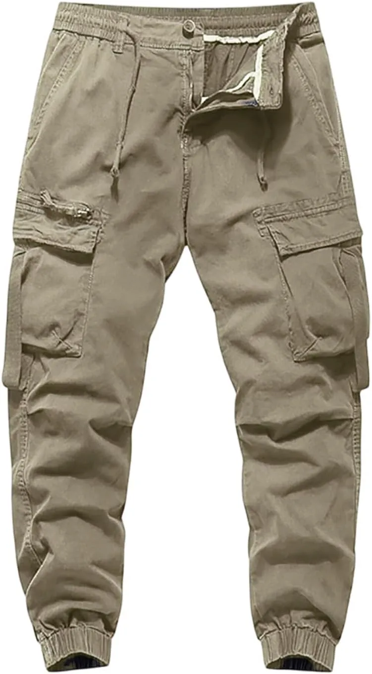 Men's Cargo Pants Relaxed Fit Sport Pants Jogger Sweatpants Drawstring Outdoor Trousers with Pockets