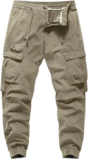 Men's Cargo Pants Relaxed Fit Sport Pants Jogger Sweatpants Drawstring Outdoor Trousers with Pockets