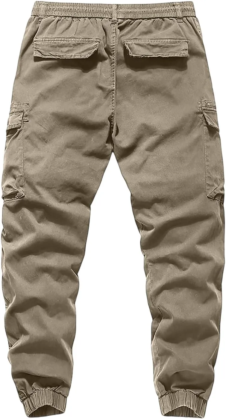Men's Cargo Pants Relaxed Fit Sport Pants Jogger Sweatpants Drawstring Outdoor Trousers with Pockets